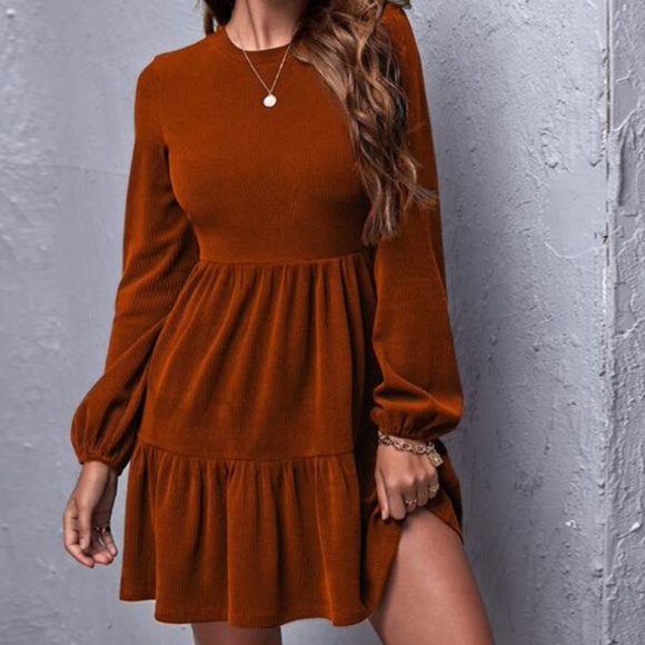 BellanBlue Dresses & Skirts - Ribbed Ruffle Mini Babydoll Dress Minimalist